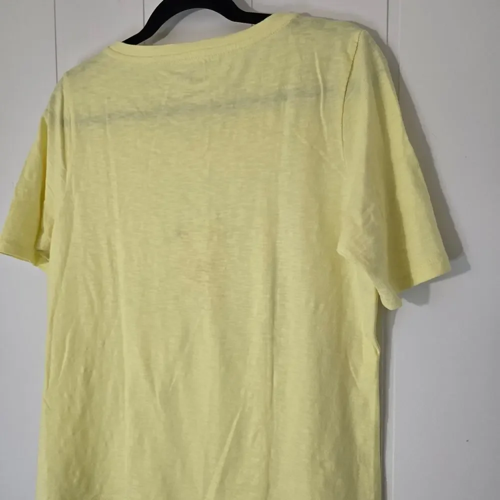 Talbots Petite Sequin Flamingo Tee Shirt Yellow Casual Beach Vacation Size LP - Picture 7 of 8